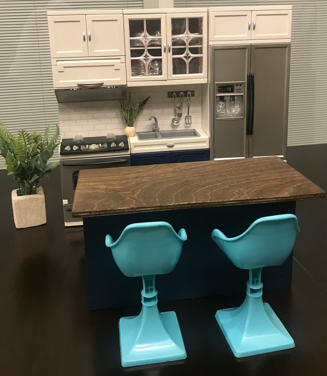 Modern Barbie Kitchen With Island and Chairs Etsy