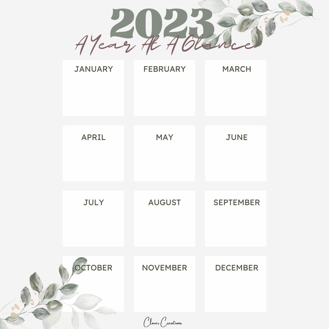A Year at a Glance Planner Sheet With Additional Notes Page - Etsy