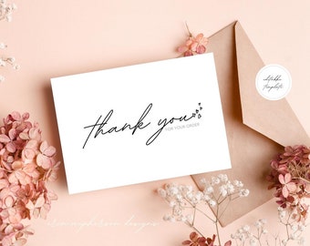 Modèle de carte de remerciement professionnel x 2 modèles minimalistes modifiables dans Canva