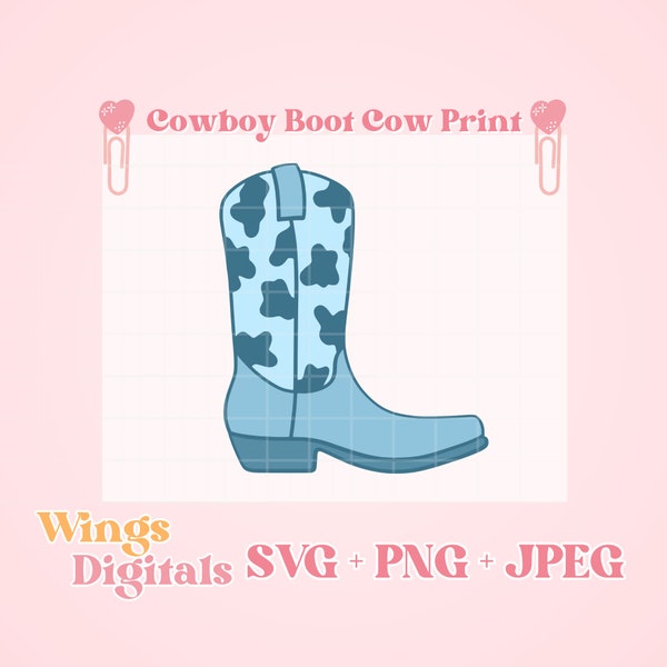 Trendy Cowboy Boot Cow Print Punch Needle Design Template  Layered/Outline SVG, PNG, JPEG, pdf, Sublimation, Vinyl