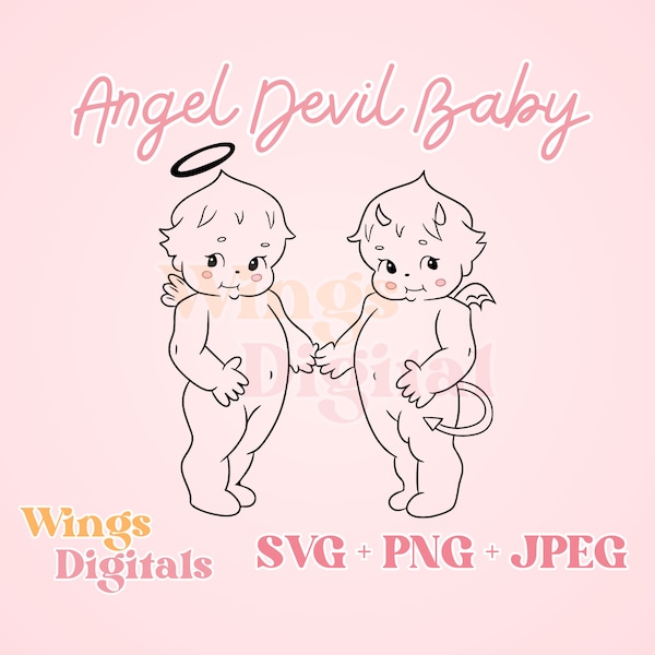 Angel Devil Baby Layered SVG, PNG, JPEG