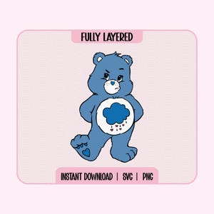 不機嫌なクマのレイヤード SVG と PNG // ケアベアの雨がかわいい