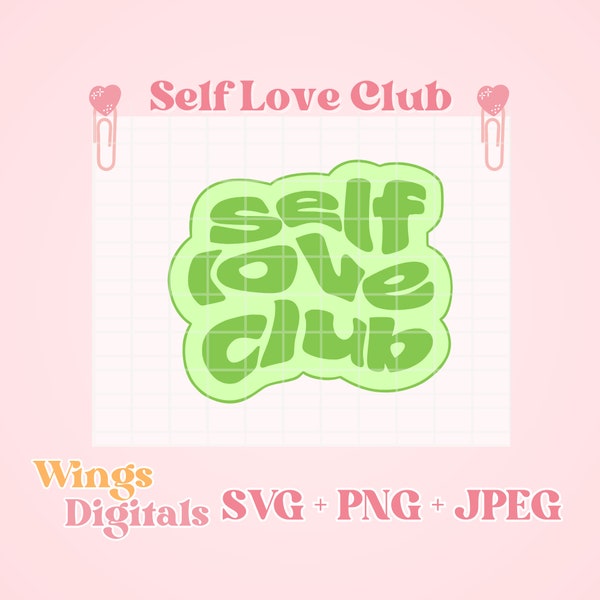 Self Love Club Punch Needle Template - PNG and SVG mug rug design, wall hanging, keychain