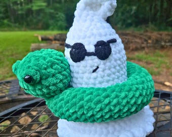 Mönster för spöke i en flytande figur, stort, läskigt, sött, sommarvänligt, spöke i en flytande figur, endast pdf-mönster, spöke med solglasögon