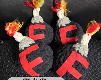 4 pack F bomb funny crochet gift for coworker friend, funny office gifts, funny office desk accessories, desk buddy, office fun, office gift