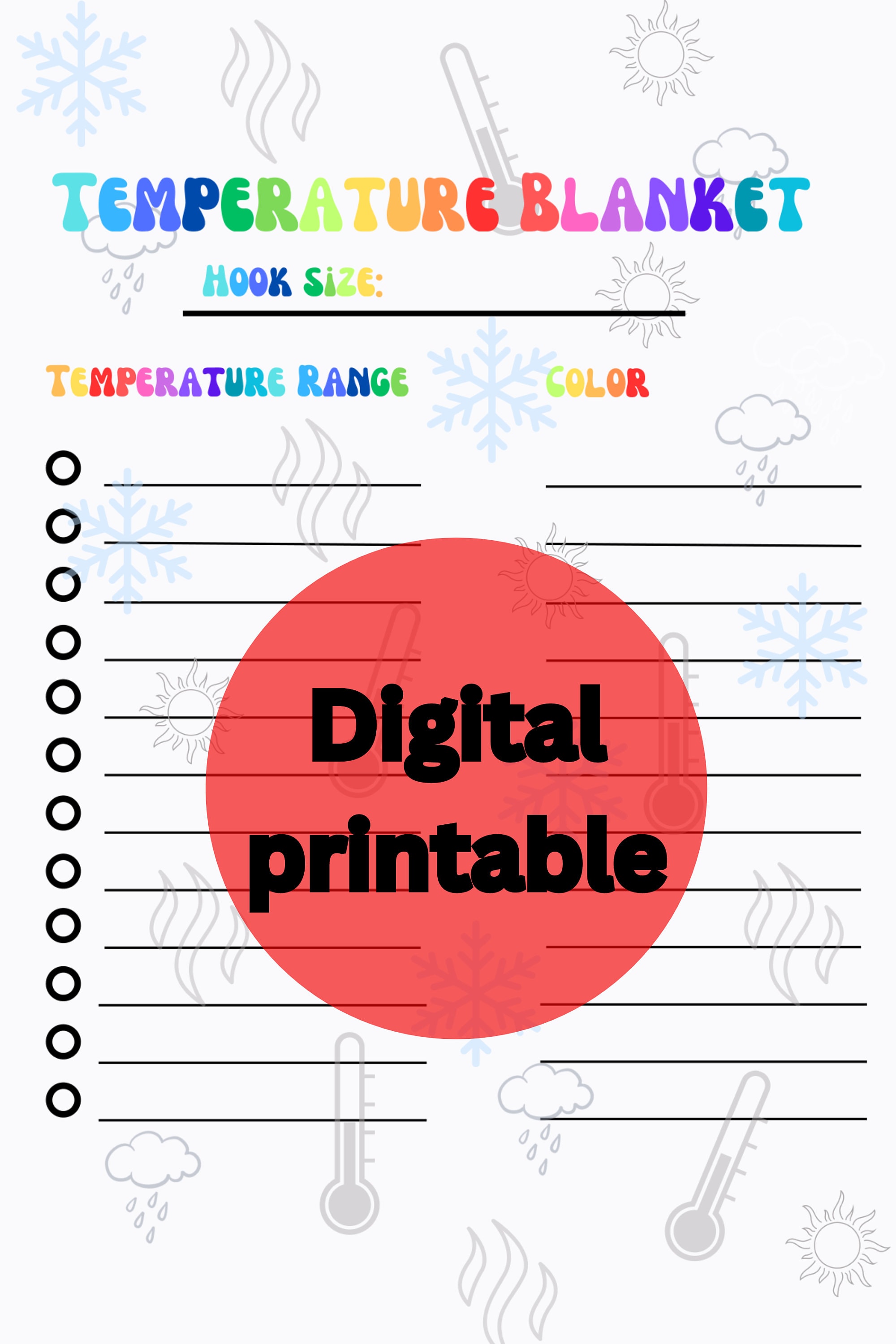 Printable Temperature Blanket Printable Chart Printable Temperature Printable Temperature Blanket Printable Chart Printable Temperature