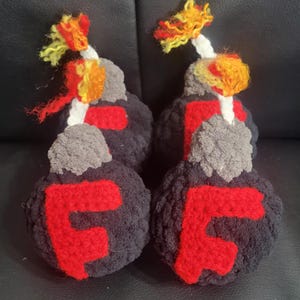 4 pack F bomb funny crochet gift for coworker friend, funny office gifts, funny office desk accessories, desk buddy, office fun, office gift