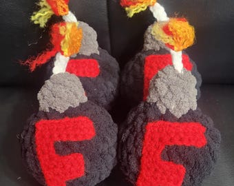 4 pack F bomb funny crochet gift for coworker friend, funny office gifts, funny office desk accessories, desk buddy, office fun, office gift