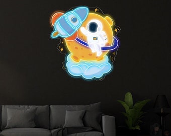 LED Space Astronaut neon sign,Space Lovers Gift,Spaceman Art Print,custom neon sign,home decor,boy's room deocr