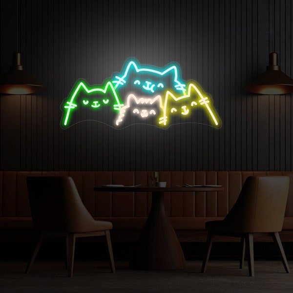 Katze Led Neon Schild, Katze Nachtlicht, Katze Person Geschenke, süße Wand Custom Neon Decor