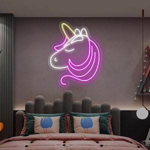 Eenhoorn kunst aan de muur, eenhoorn led neonreclame, eenhoorn nachtlampje, eenhoorn geschenken, eenhoorn kinderkamer decor, kunst aan de muur meisjes slaapkamer
