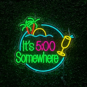 It&#39;s 5 O&#39;clock Somewhere Neon Sign,Led Bar Sign,Cocktail Bar Neon Sign,Bar Signage