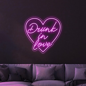 Drunk in love LED neon sign light,Custom Led Wedding Neon Sign Wall Decor, Engagement Party Wall,wedding Welcome Sign
