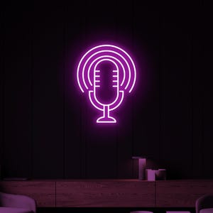 Podcast Microphone LED Light,Mic Neon Sign,Personalized Art,Wall Art for Recording Studio,Podcast Neon Sign