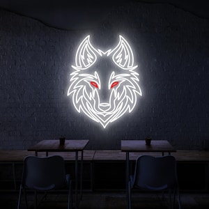 Wolf Head Neon Sign,Wolf Neon Sign,Wolf Wall Art,Animal Wall Art,Wildlife Neon Sign,Bedroom Decor,Animal Shop Wall Decor