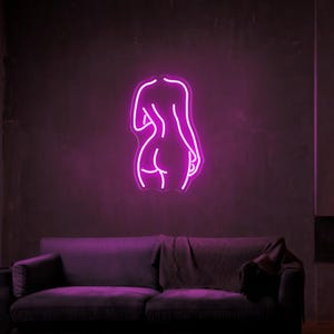 Insegna al neon con corpo femminile, arte con forma del corpo femminile, insegna al neon personalizzata, arte murale con forma del corpo, design moderno per la casa, arredamento per la camera da letto