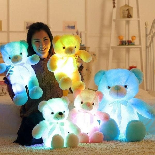 Creative Light Up LED Teddy Bear Stuffed Animals Plush Toy Colorful Glowing Christmas Gift For Kids