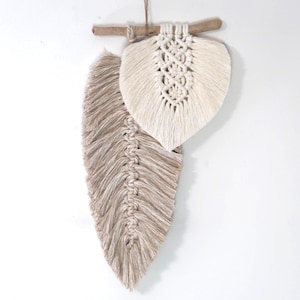 macrame leaf, feather, macrame wall hanging, natural wall art, boho home decor, new home gift, farmhouse decor, housewarming, plant lover
