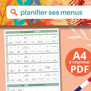 Monthly Menu Planner to print, 12 pages, 12 months, Monthly Menu Planning, Meal planner