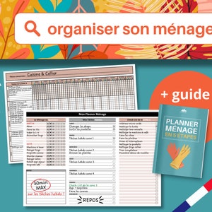 Planner Ménage, Organisation du Ménage, Routine Ménage, Check-list, To do list, Notes, Tracker Ménage, Tableau de Bord, Planner Digital