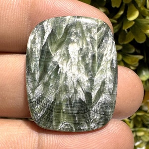 Green SERAPHINITE, Natural Seraphinite Cabochons, Seraphinite, Rare Gemstone, Loose Gemstone for Jewelry, ( 35 Cts ) ( 31x25x4 ) MM