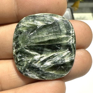 Green SERAPHINITE, Natural Seraphinite Cabochons, Seraphinite, Rare Gemstone, Loose Gemstone for Jewelry, ( 50 Cts ) ( 32x31x5 ) MM