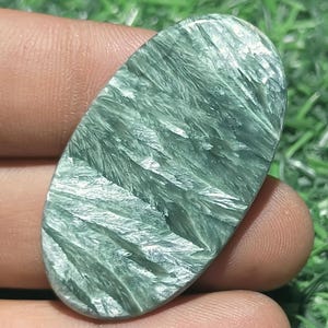 Green SERAPHINITE, Natural Seraphinite Cabochons, Oval Shape Seraphinite, Rare Gemstone, Loose Gemstone for Jewelry,( 42 cts ) ( 44x24x4 )