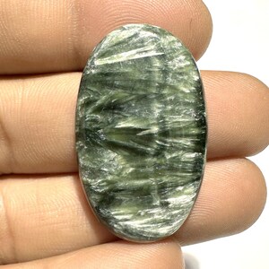Green SERAPHINITE, Natural Seraphinite Cabochons, Seraphinite, Rare Gemstone, Loose Gemstone for Jewelry, ( 43 Cts ) ( 39x24x5 ) MM