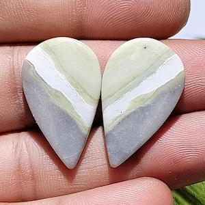 Serpentine Cabochon Pair: Natural Gemstone for Jewelry Making