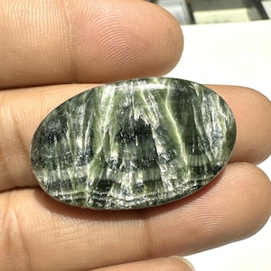Green SERAPHINITE, Natural Seraphinite Cabochons, Seraphinite, Rare Gemstone, Loose Gemstone for Jewelry, ( 49 Cts ) ( 38x24x6 ) MM
