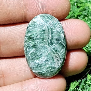 Green SERAPHINITE, Natural Seraphinite Cabochons, Oval Shape Seraphinite, Rare Gemstone, Loose Gemstone for Jewelry,( 42 cts ) (36x24x6)