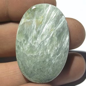 Green SERAPHINITE, Natural Seraphinite Cabochons, Oval Shape Seraphinite, Rare Gemstone, Loose Gemstone for Jewelry,( 57 cts ) ( 38x25x6 )