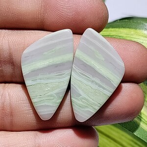 Natural Serpentine Cabochon Pair: Gemstone Jewelry Making (35x19x4 MM)