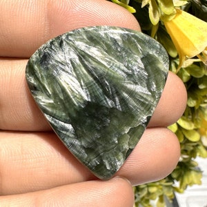 Green SERAPHINITE, Natural Seraphinite Cabochons, Seraphinite, Rare Gemstone, Loose Gemstone for Jewelry, ( 50 Cts ) ( 39x36x5 ) MM