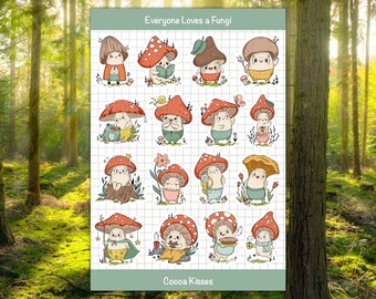 Kawaii Toadstool Sticker Sheet | Cute mushroom stickers for decoration | planners | bujo | water bottles | stationery