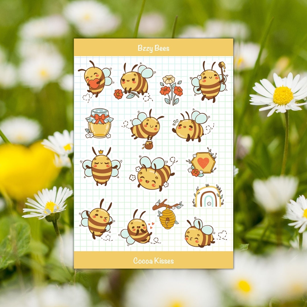 Bumblebee Sticker Sheet | Cute Kawaii Themed Stickers for Decorating ...