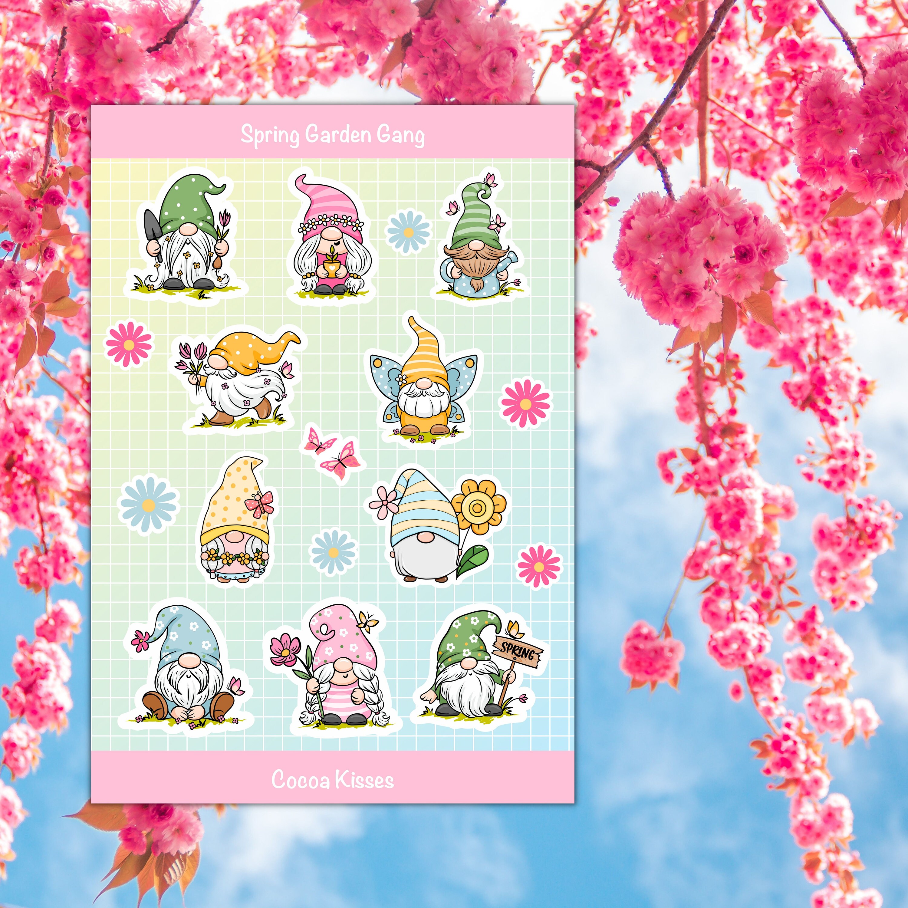 Spring Theme Stickers Spring Stickers | Colourful Spring Themed Stickers Featuring Kawaii ...