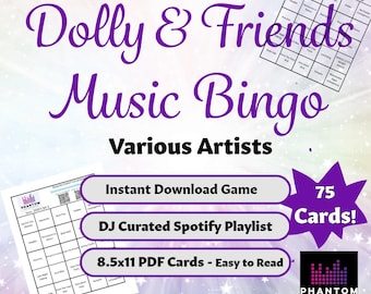 Dolly and Friends Music Bingo INSTANT Download - Country Party Game - DJ - Party Game - Party Activity - Singo - 75 Cards