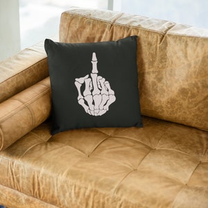 Skeleton Middle Finger Pillow Case | Halloween Pillow Case | Fall Pillow Cover