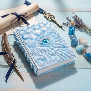 Dziennik fantasy z wytłoczonym okiem smoka 3D, magiczna księga zaklęć, dziennik grimoire, wyjątkowy prezent dla miłośników fantasy