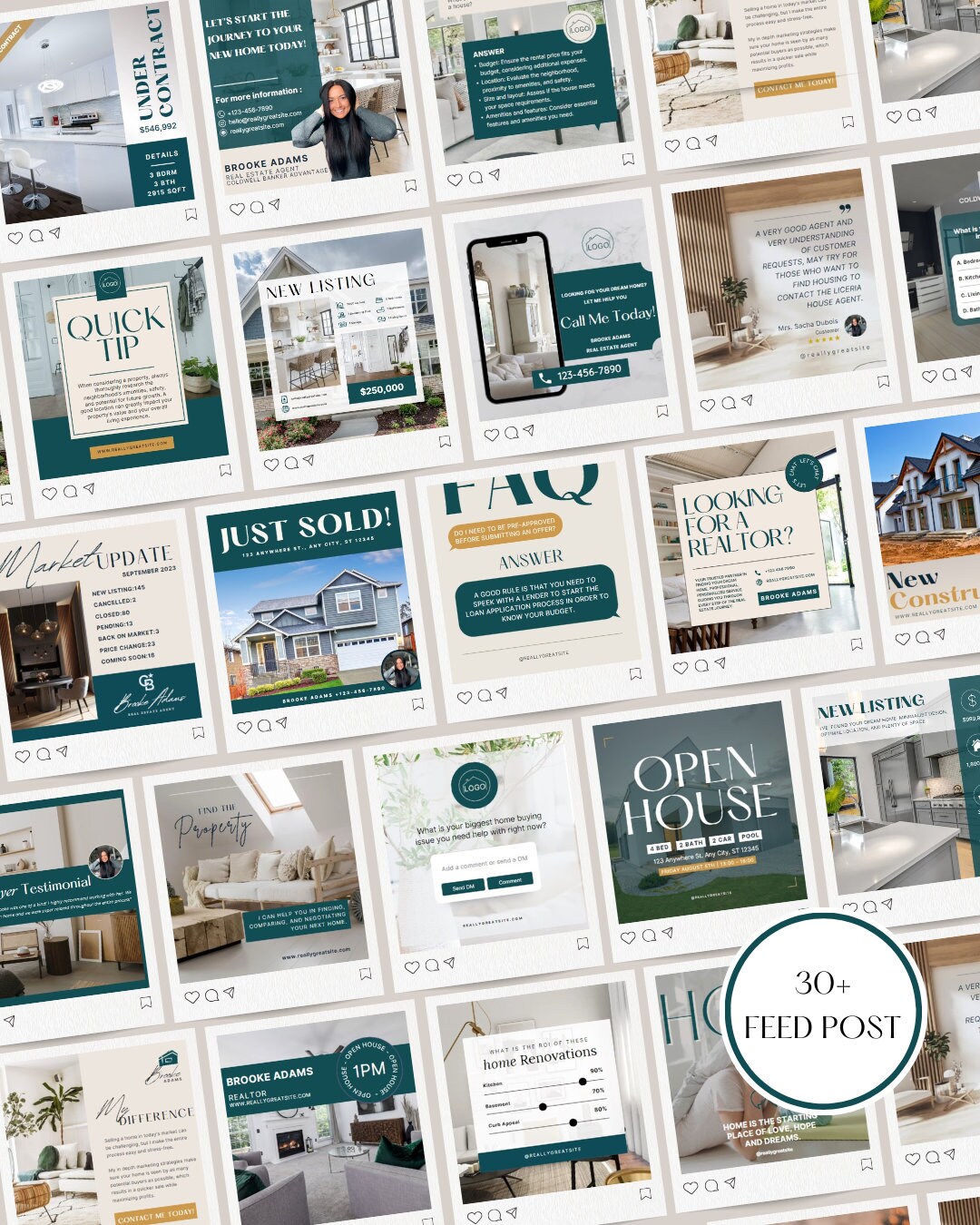 Real Estate Social Media Templates Relator Marketing Modern Style