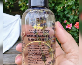 Olio da massaggio alla lavanda e vaniglia: romantico olio corpo biologico con vitamine