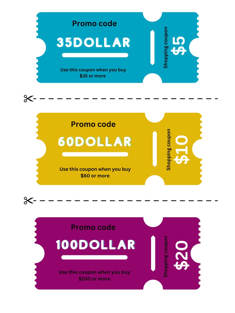 Pu&ograve; includere: Tre coupon di sconto colorati con codici promozionali per 35 &euro;, 60 &euro; e 100 &euro;. Ogni coupon ha un valore di coupon di acquisto corrispondente di 5 &euro;, 10 &euro; e 20 &euro;.