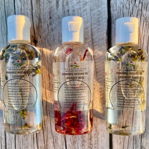 Set of 3 Romantic Massage and Body Oil with Vitamin E and A, Non sticky Body Oil, Body Oils 1oz