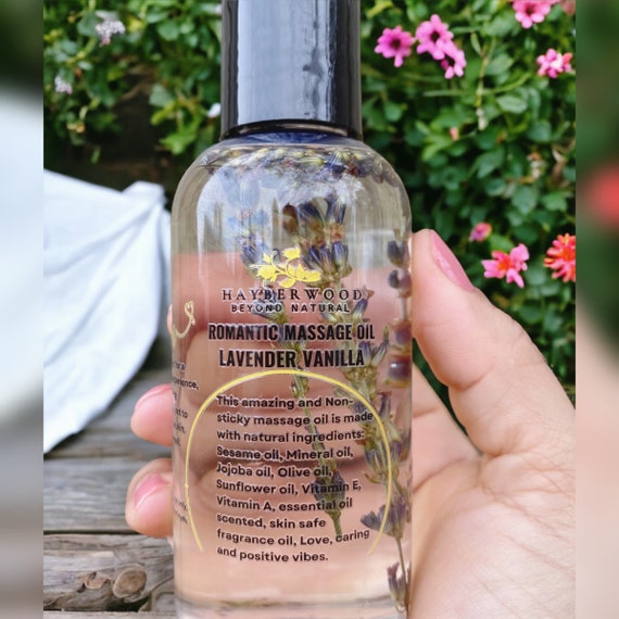 Lavender Vanilla Massage Oil: Romantic Organic Body Oil with Vitamins