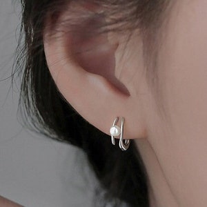 925 Sterling Silver earrings, Pearl earrings, Wedding earrings, Gifts for Her.