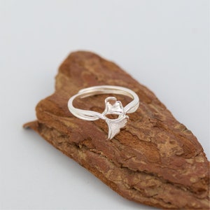 Anillo de plata de hoja de Ginkgo de ley, anillo de hoja de Ginkgo, anillo de hoja, anillo hecho a mano, tamaño ajustable, anillo para ella. imagen 2