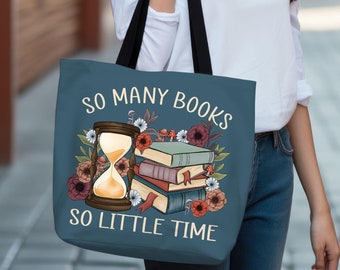 Floral Books Tote Bag Book Lover Bag, Bookish Tote Gift Mom, Book Lover Tote Gift Idea Reader Fall Bookish Tote, Booktrovert Tote, Booklover