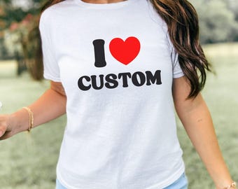 Camiseta personalizada para mujer, regalo personalizado. Camiseta personalizada con corazón, regalo Y2K personalizable. Camiseta personalizada para bebé, camiseta divertida Y2K.