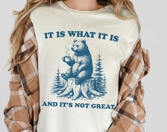 It Is What It Is And Its Not Great, Vintage Drawing T Shirt, Sarcastic Sweatshirt, Silly Funnies, Vintage Cartoon Sweater, Anxiety Tshirt